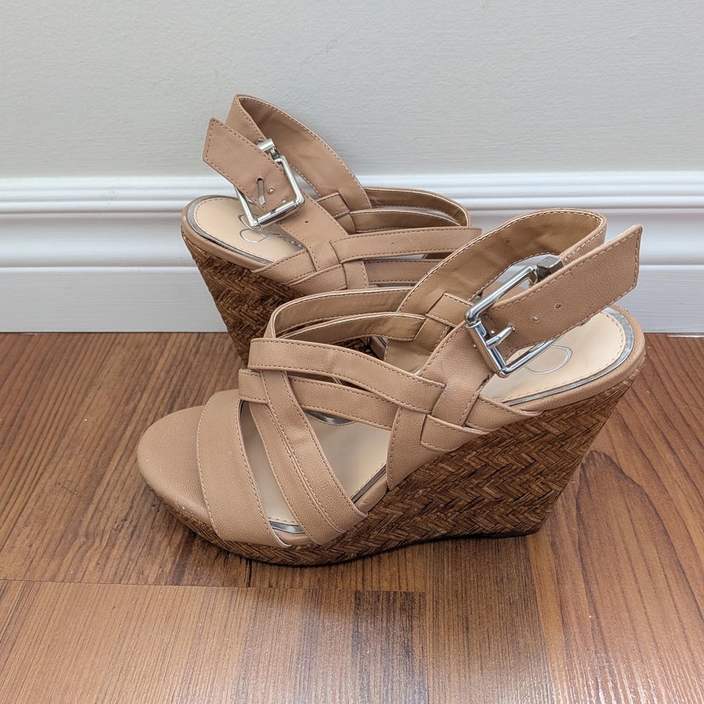 Jessica Simpson Tan Strappy Wedges